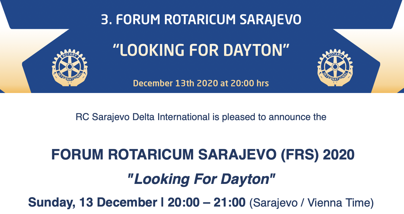 <div><b>FORUM ROTARICUM SARAJEVO (FRS) 2020</b></div><b><i>             